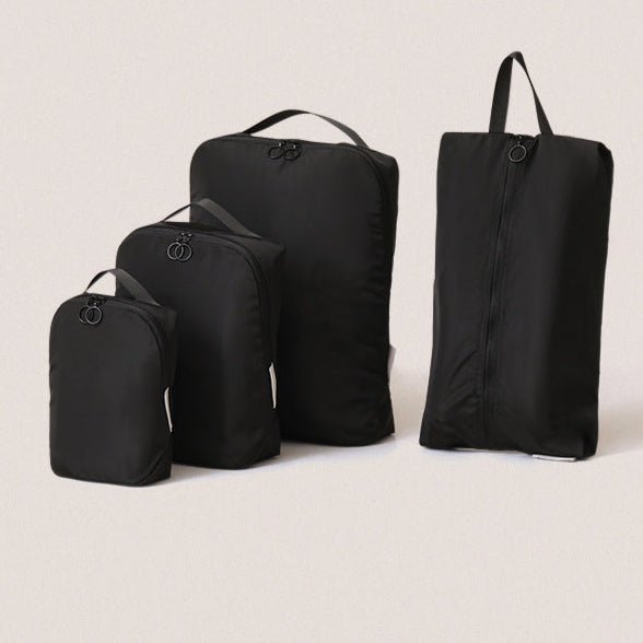 Minimalist Travel Packing Cubes Bag – 3 Clothing Bags + Matching Shoe Case