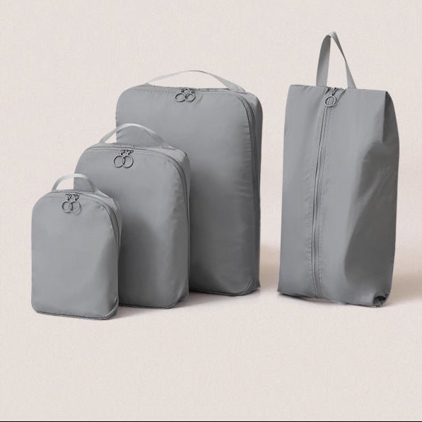Minimalist Travel Packing Cubes Bag – 3 Clothing Bags + Matching Shoe Case