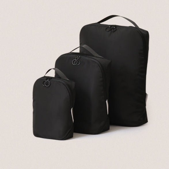 Minimalist Travel Packing Cubes Bag – 3 Clothing Bags + Matching Shoe Case