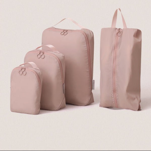Minimalist Travel Packing Cubes Bag – 3 Clothing Bags + Matching Shoe Case