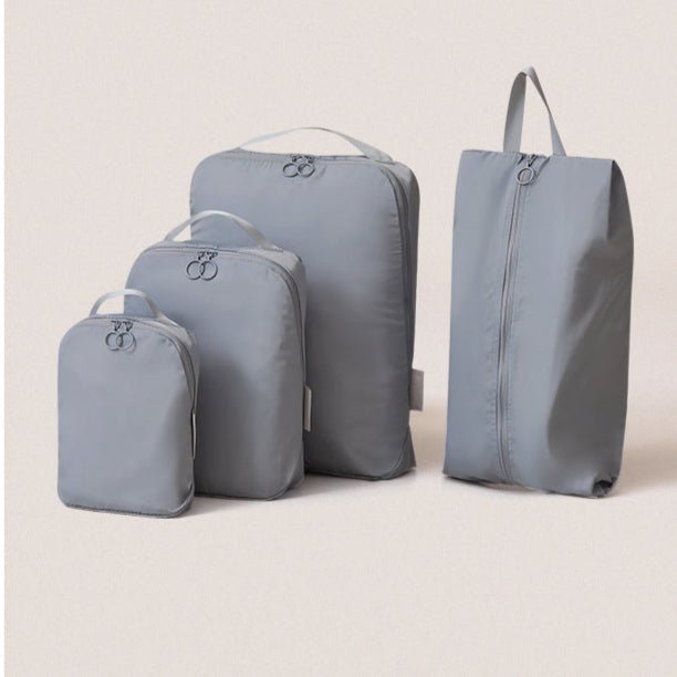 Minimalist Travel Packing Cubes Bag – 3 Clothing Bags + Matching Shoe Case