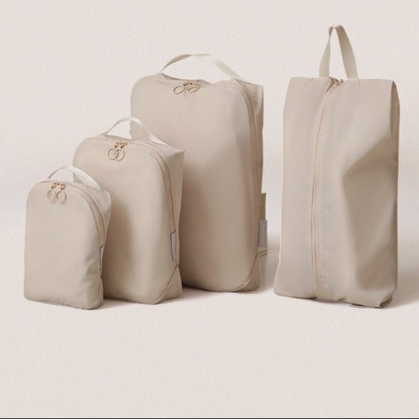 Minimalist Travel Packing Cubes Bag – 3 Clothing Bags + Matching Shoe Case