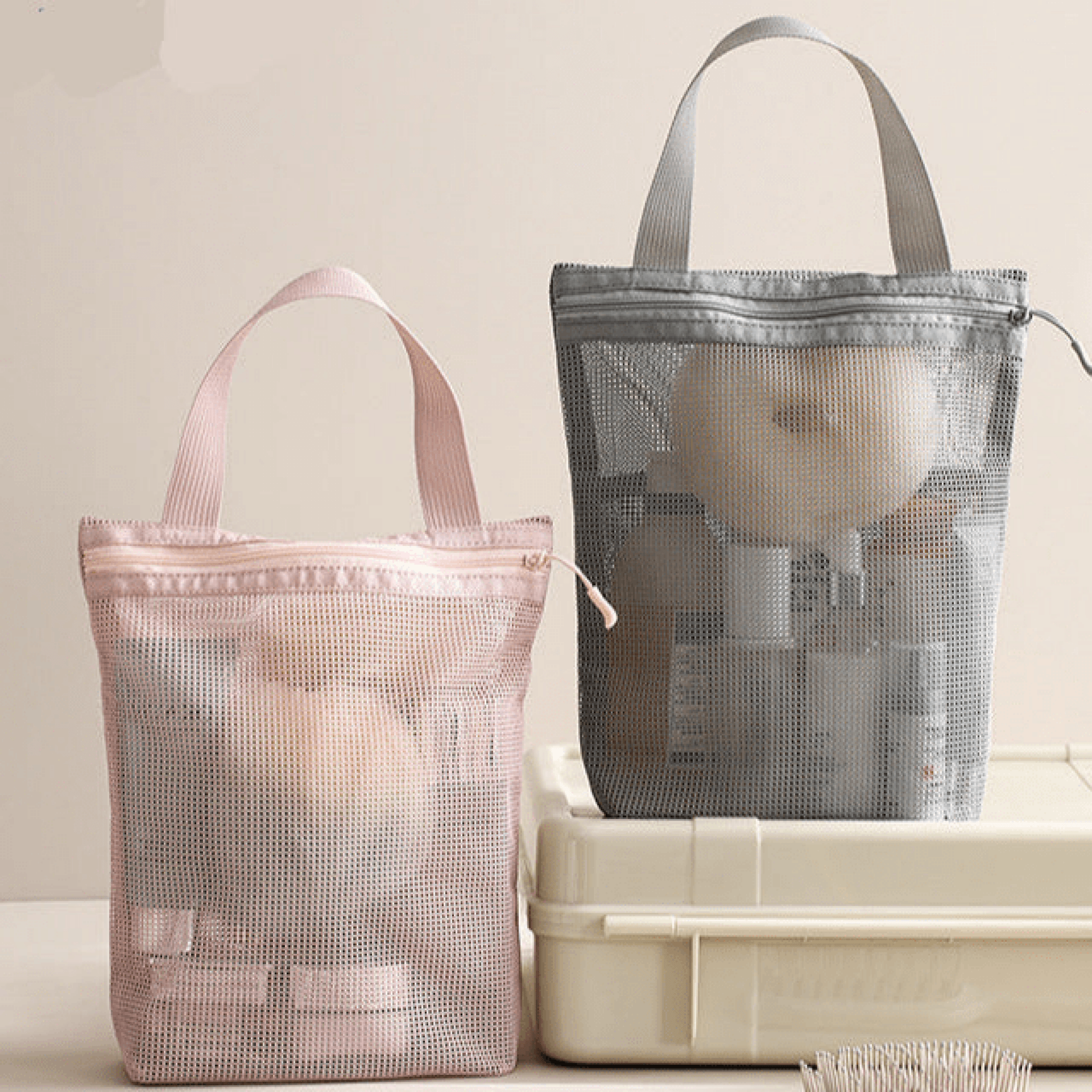 Portable Mesh Shower Caddy – Toiletries Organizer Bag for Gym, College, or Camping