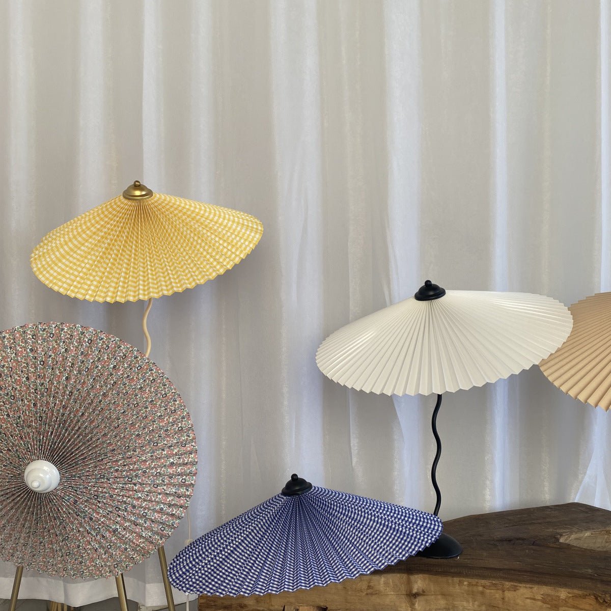 Vintage Inspired Tilted Umbrella Lamp / Beige