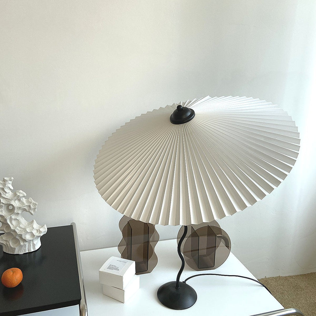 Vintage Inspired Tilted Umbrella Lamp / Beige