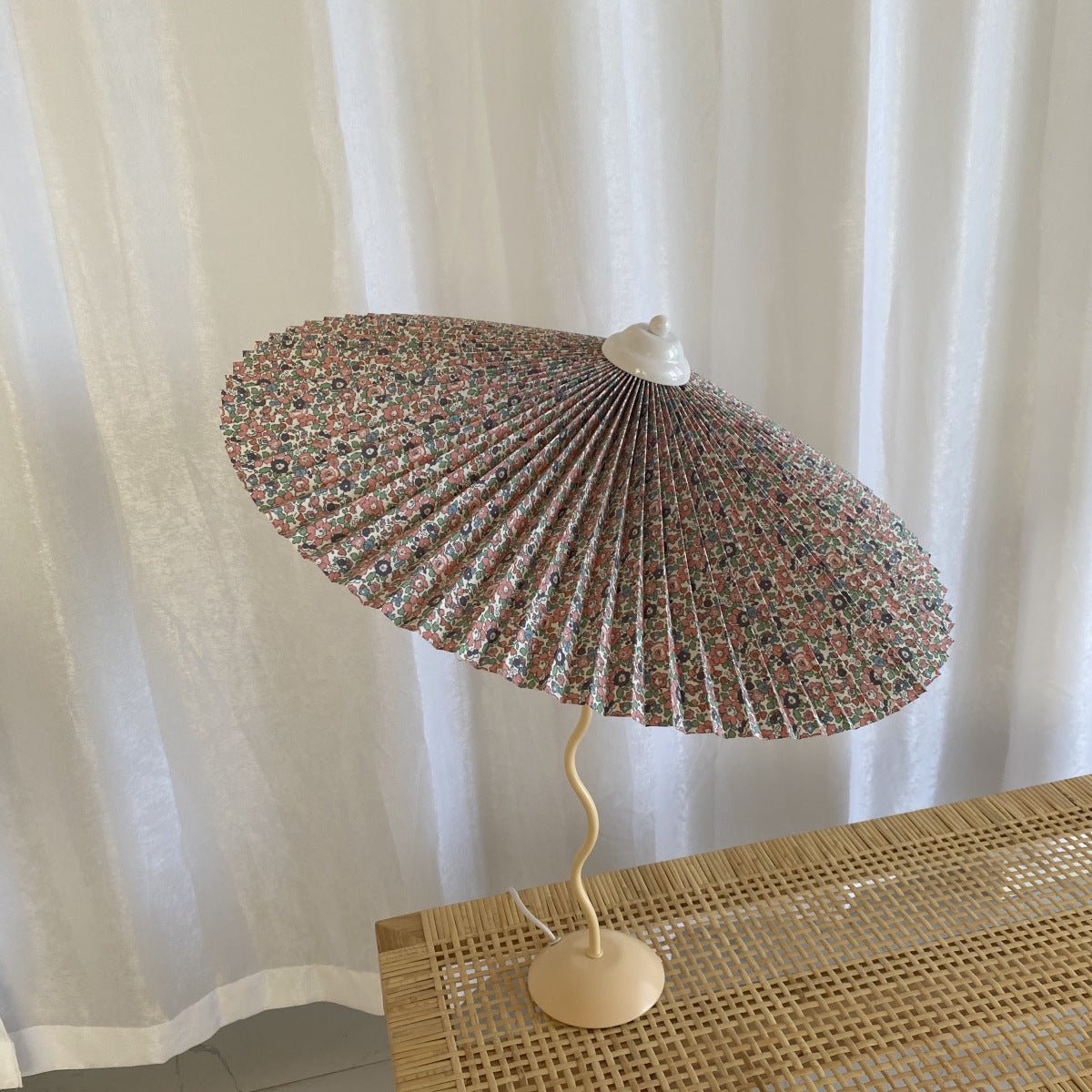 Vintage Inspired Tilted Umbrella Lamp / White