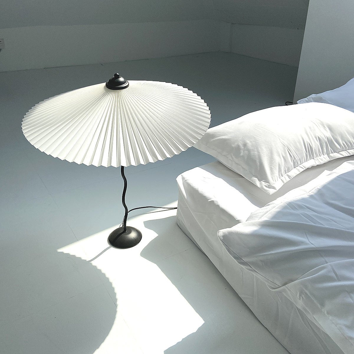 Vintage Inspired Tilted Umbrella Lamp / White